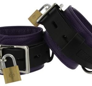 Strict Leather Purple and Black Deluxe Locking Ankle Cuffs